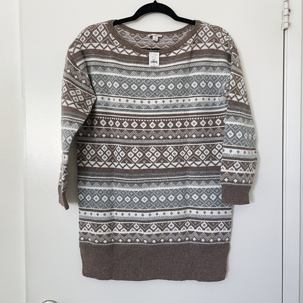 Gap brown & grey patterned sweater dress